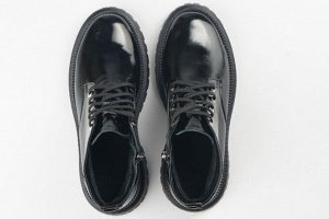 Ботинки женские черные из натуральной кожи демисезон, подклад байка