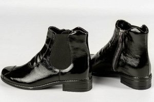 Ботинки женские черные из натуральной кожи демисезон, подклад байка