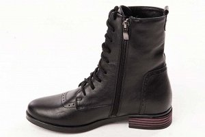 Ботинки женские черные из натуральной кожи демисезон, подклад байка