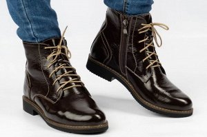 Ботинки женские коричневые из натуральной кожи демисезон, подклад байка
