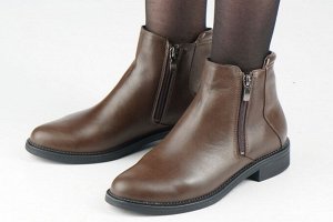 Ботинки женские коньячные из натуральной кожи демисезон, подклад байка