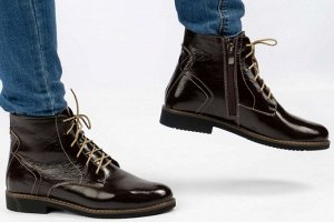 Ботинки женские коричневые из натуральной кожи демисезон, подклад байка