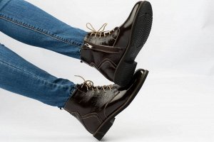 Ботинки женские коричневые из натуральной кожи демисезон, подклад байка
