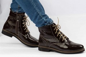 Ботинки женские коричневые из натуральной кожи демисезон, подклад байка