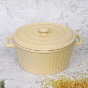 Кастрюля керамическая для запекания 2л "Акварель" 22*18*10см, бежевая
