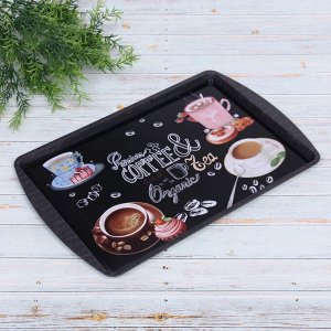 Поднос жестяной "Coffee time" 38*24см, микс