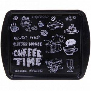 Поднос жестяной "Coffee time" 24,5*19,5см, черный