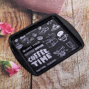 Поднос жестяной "Coffee time" 24,5*19,5см, черный