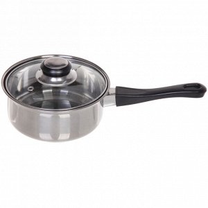 Ковш из нержавеющей стали "Cook" 1л со стеклянной крышкой 16*7см
