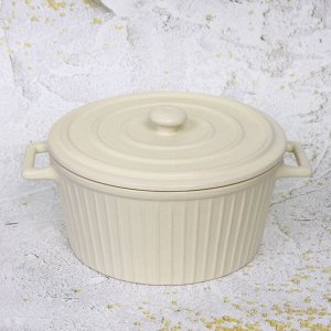 Кастрюля керамическая для запекания 2л "Акварель" 22*18*10см, молочная