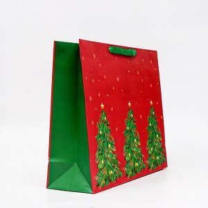 Пакет подарочный новогодний ламинированный «Ёлки», 50x40x15 см