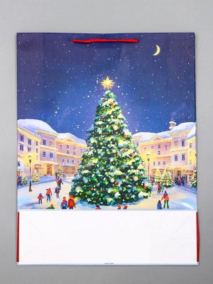 Пакет подарочный новогодний ламинированный, «Новогодний каток», 33x10x42.5 см
