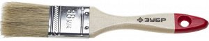 Плоская кисть, СТАНДАРТ ЗУБР УНИВЕРСАЛ 38 мм, 1,5'' светлая натуральная щетина, деревянная ручка, (4-01001-038)