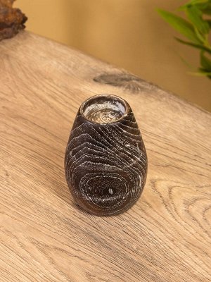 Подсвечник, d=4 см, 8x8x11 см, дерево Джати, тёмно-коричневый