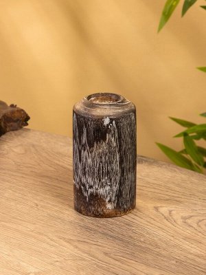 Подсвечник, d=3 см, 8x8x20 см, дерево Джати, тёмно-коричневый