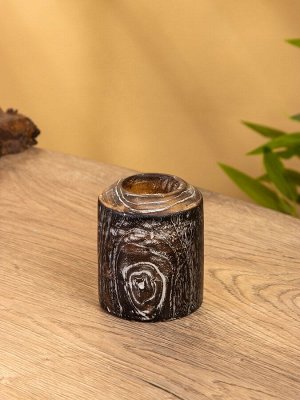 Подсвечник, d=3 см, 8x8x10 см, дерево Джати, тёмно-коричневый