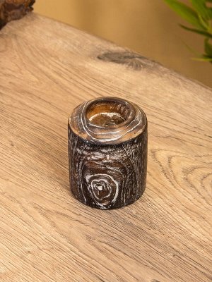 Подсвечник, d=3 см, 8x8x10 см, дерево Джати, тёмно-коричневый