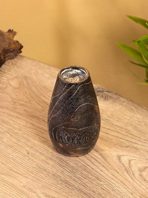 Подсвечник, d=4 см, 8x8x15 см, дерево Джати, тёмно-коричневый