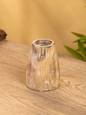 Подсвечник, d=4 см, 9x9x10 см, дерево Джати, бежевый