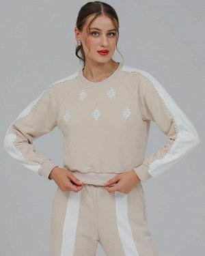 Свитшот укороченный с бусинами BSK001.