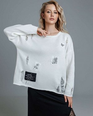 Джемпер вязаный с нашивками DJK005.