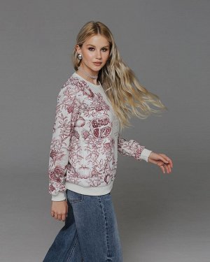 Свитшот с однотонными манжетами SWP193