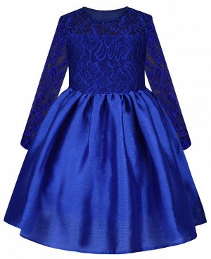 Нарядное синее платье для девочки с гипюром Цвет: синий
