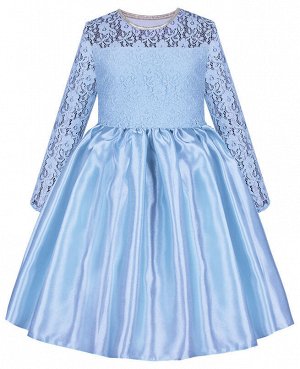 Голубое нарядное платье для девочки с гипюром Цвет: Голубой