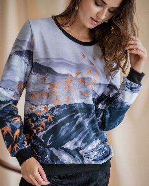 Свитшот с однотонными манжетами SWP181