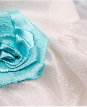 Белое нарядное платье для девочки с голубыми лентами Цвет: белый