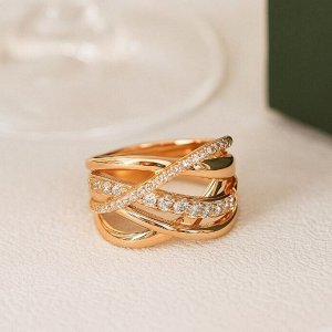 Кольцо 19 р коллекция "" покрытие позолота, вставка: фианиты, цвет: прозрачный, арт.101.315-19