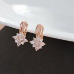 Серьги цветы ювелирная бижутерия коллекция "Дубай", покрытие позолота, вставка: фианиты, цвет: прозрачный, арт.213.563