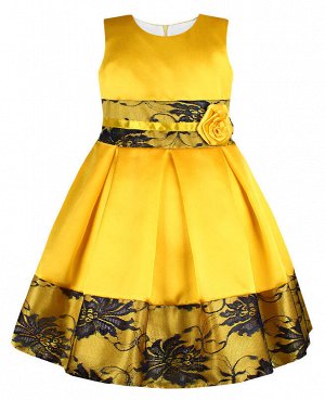 Нарядное жёлтое платье с гипюром Цвет: жёлтый