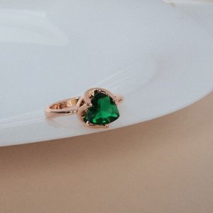 Кольцо ювелирная бижутерия Дубайское золото, 19 р, покрытие: позолота, вставка: фианит, цвет: зеленый, арт.213.630-19