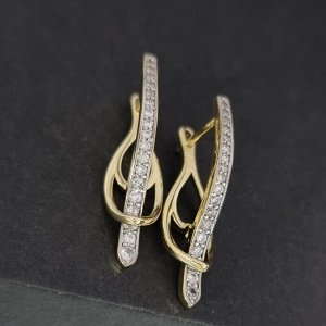 Серьги ювелирная бижутерия Итальянское золото (покрытие желтое 14к), вставка: фианиты, цвет: прозрачный, арт.216.174