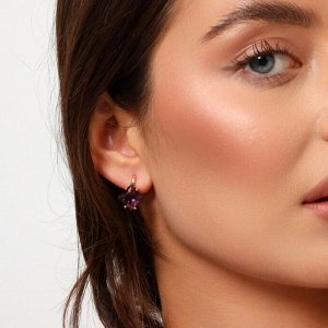 Серьги ювелирная бижутерия коллекция "Дубай", покрытие позолота, вставка: фианит, цвет: фиолетовый, арт.314.615