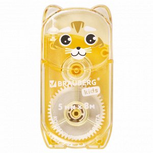 Корректирующая лента BRAUBERG KIDS "ЗВЕРЯТА", 5мм х 8м, механизм перемотки, ассорти, блистер, 1 шт, 272499
