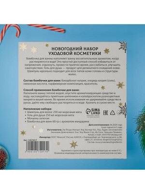 Новогодний подарочный набор косметики «Снежное царство», с ароматом мяты и корицы. Золотая серия