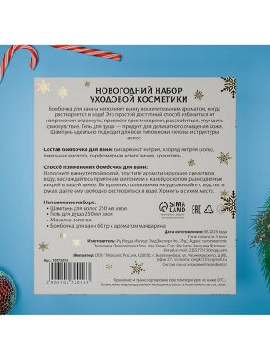 Новогодний подарочный набор косметики «Снежное царство», с ароматом хвои и корицы. Золотая серия