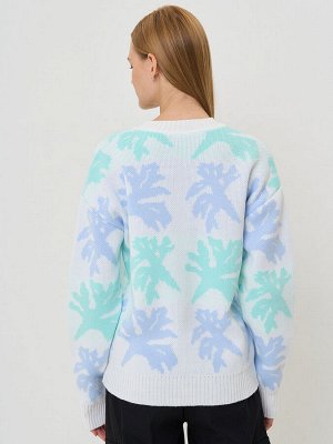 Джемпер женский 9242-94186   501/3100196/3171 белый/голубой/ментол