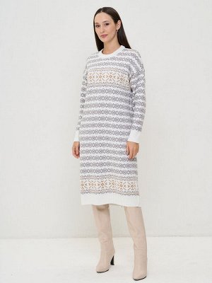 Платье женское 9242-92043   501/397/5200785 белый/тёплый серо-коричневый/латте