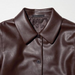 Куртка из искуственной кожи, темно коричневый