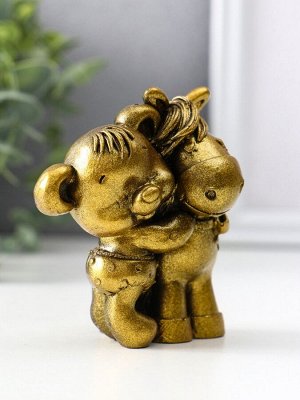 Фигурка «Мишка с лошадкой», 8.5x7x6 см, золото