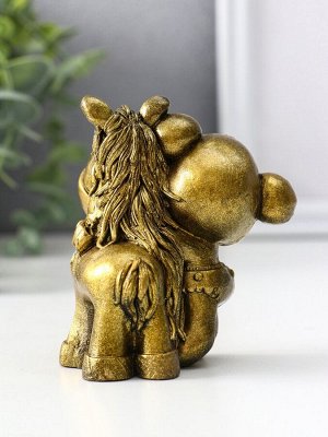 Фигурка «Мишка с лошадкой», 8.5x7x6 см, золото