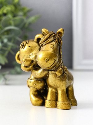 Фигурка «Мишка с лошадкой», 8.5x7x6 см, золото
