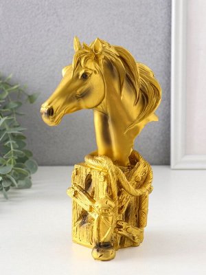 Фигурка «Бюст. Золотой конь с фонарём», полистоун, 11x6.5x19 см