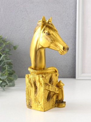 Фигурка «Бюст. Золотой конь с фонарём», полистоун, 11x6.5x19 см