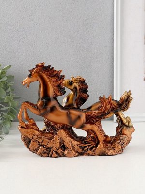 Фигурка полистоун «Дикие лошади скачут в прериях», под бронзу, 20x5.5x15 см