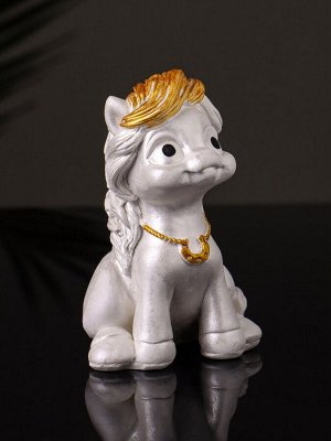 Фигурка гипс «Пони с подковой», 8x5x5 см, перламутр