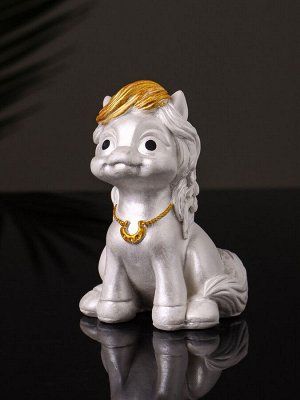 Фигурка гипс «Пони с подковой», 8x5x5 см, перламутр